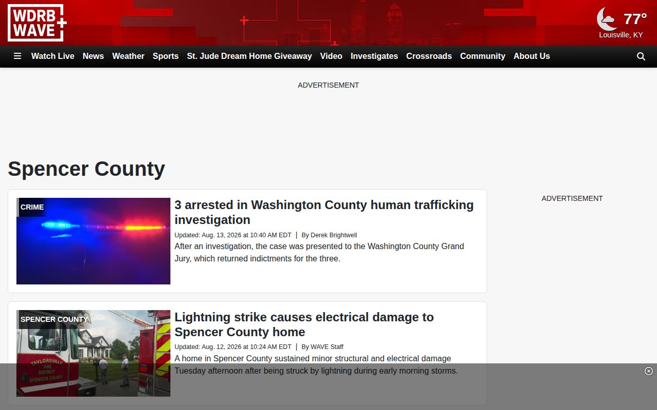 WAVE regional news page for Spencer County Kentucky